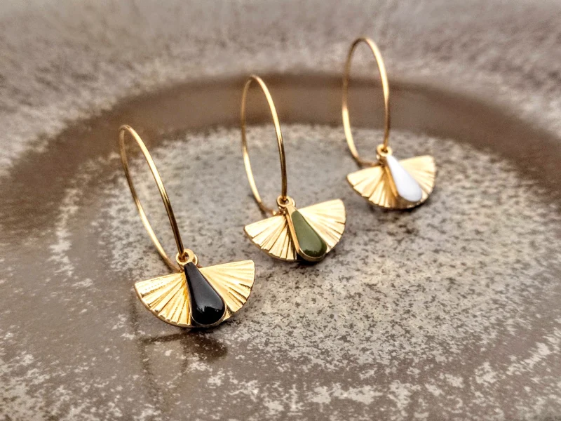 1 Paire de boucles d'oreilles créoles éventail