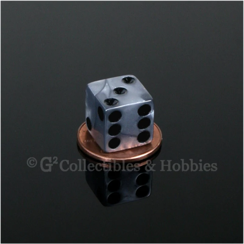 D6 12mm Pearlized Olympic Silver with Black Pips 10pc Dice Set