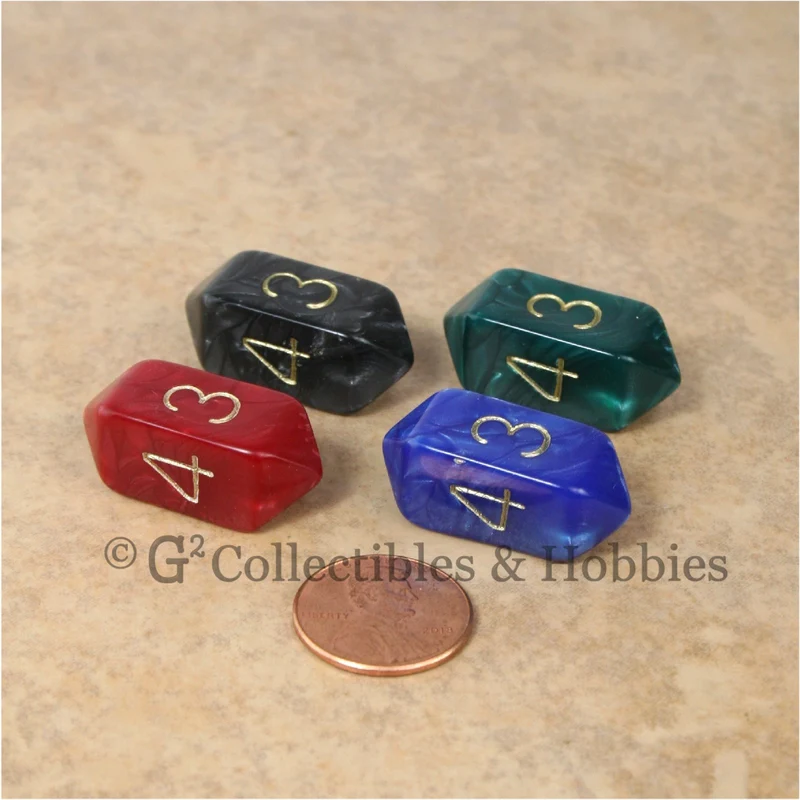 D4 Crystal Pearl Dice 4pc Set - Red, Blue, Green & Black