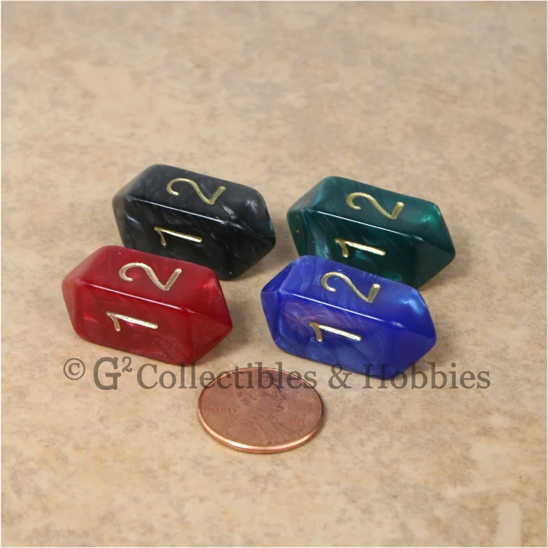 D4 Crystal Pearl Dice 4pc Set - Red, Blue, Green & Black