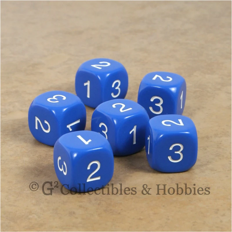 D3 (6 Sided) RPG Dice Set 6pc - Blue