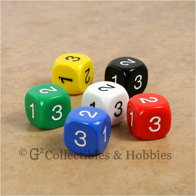 D3 (6 Sided) RPG Dice Set 6pc - 6 Colors (Koplow)