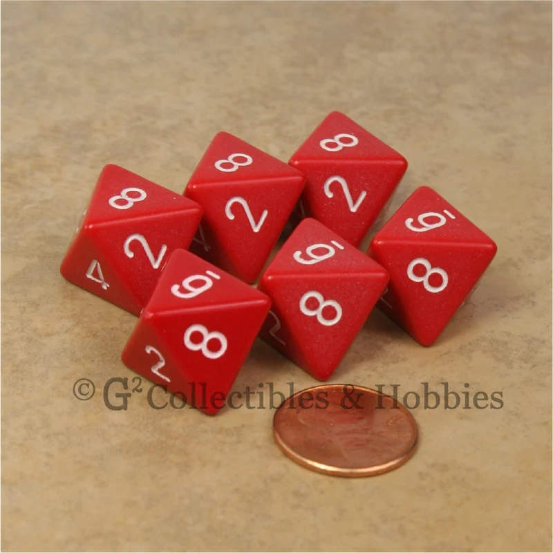 D8 RPG Dice Set : Opaque 6pc - Red