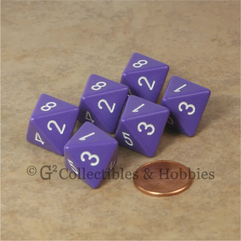 D8 RPG Dice Set : Opaque 6pc - Purple