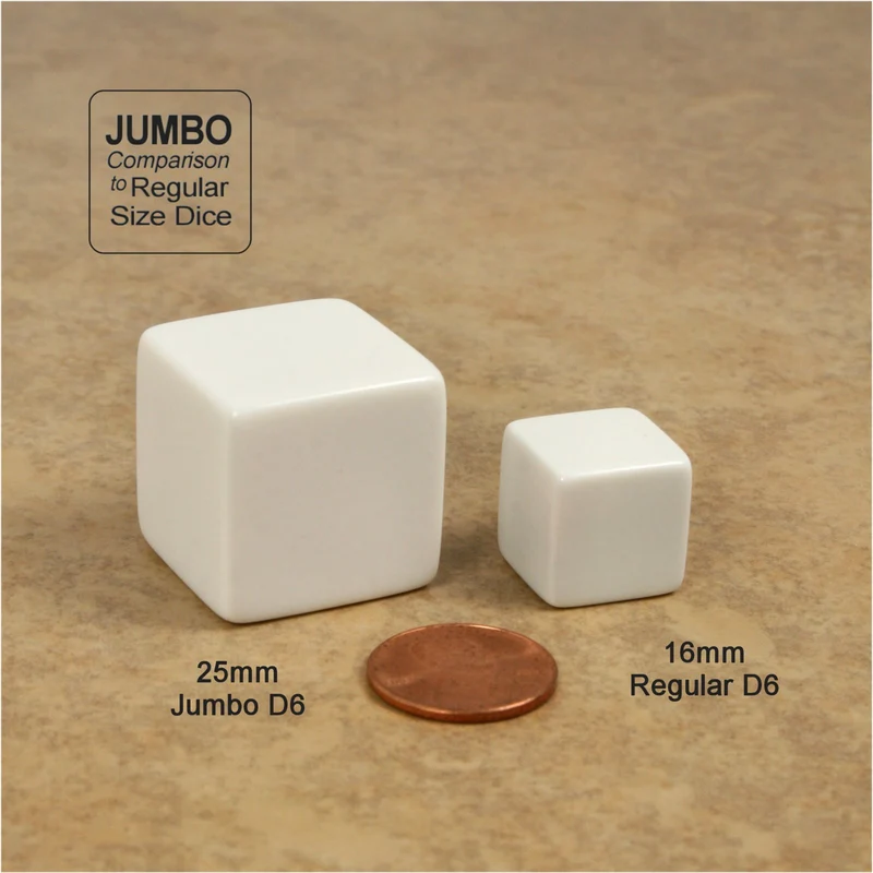 D6 25mm Blank White Dice Pair