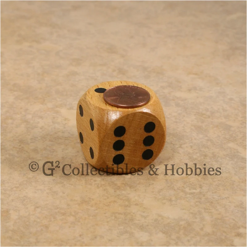 D6 30mm Jumbo Wood (Light Stained) 2pc Dice Set