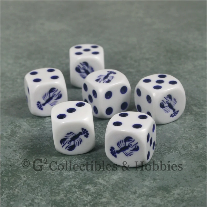 Lobster 6pc Dice Set - Blue
