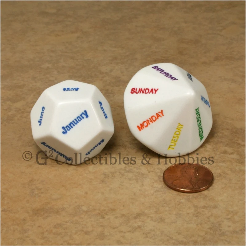 D12 Months of the Year & D14 Days of the Week Dice Set