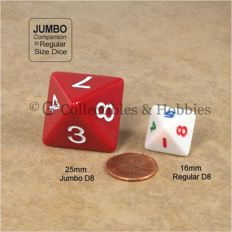 Jumbo RPG 7pc Dice & Bag Set - Red with White Numbers