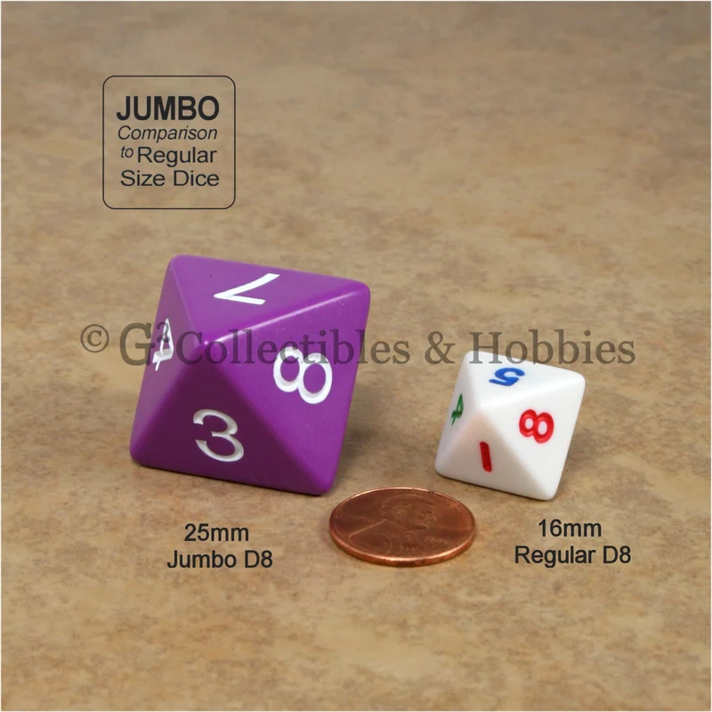 Jumbo RPG 7pc Dice & Bag Set - Purple with White Numbers