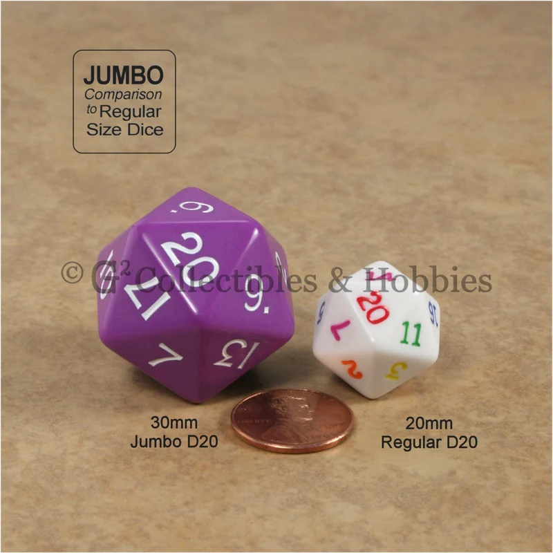 D20 Jumbo 30mm Opaque Purple - New Number Design