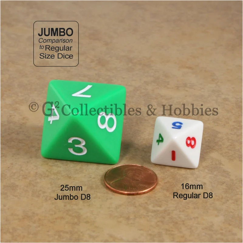 Jumbo RPG 7pc Dice & Bag Set - Green with White Numbers