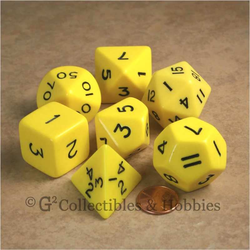 Jumbo RPG 7pc Dice & Bag Set - Yellow with Black Numbers