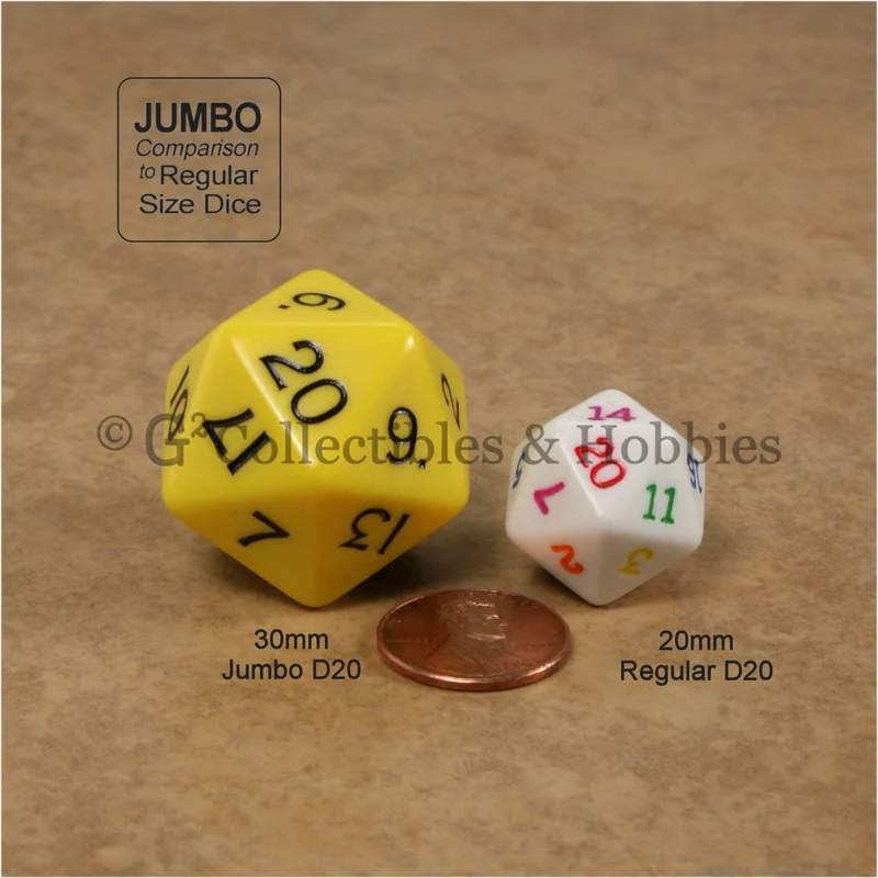 Jumbo RPG 7pc Dice & Bag Set - Yellow with Black Numbers
