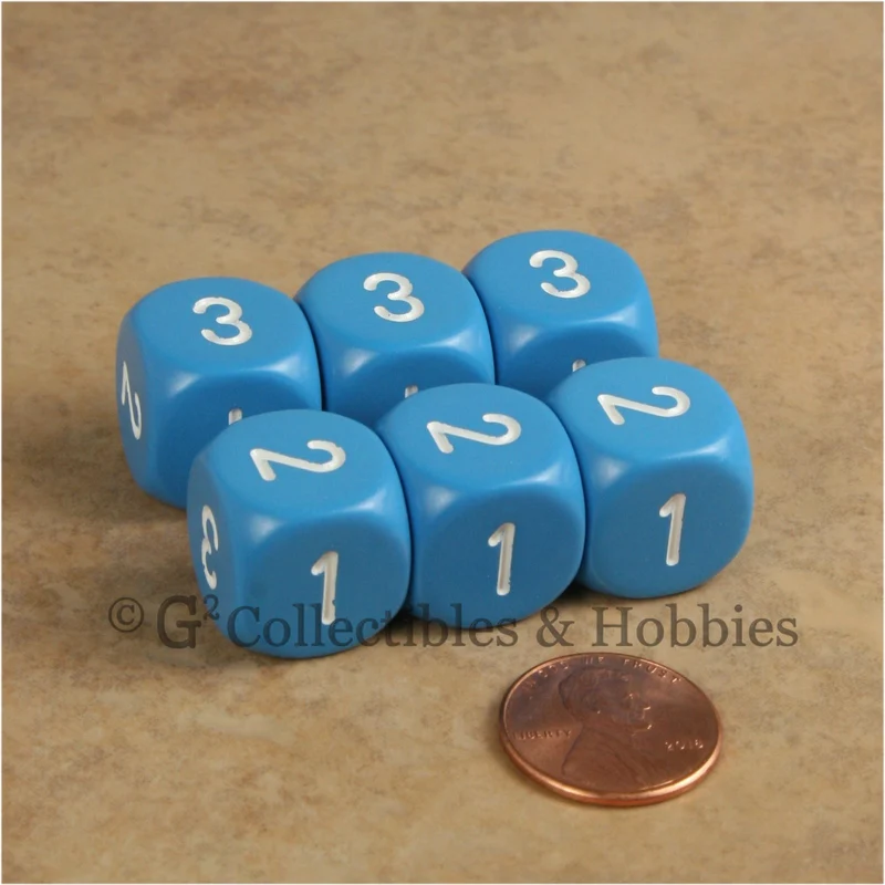 D3 (6 Sided) RPG Dice Set 6pc - Light Blue
