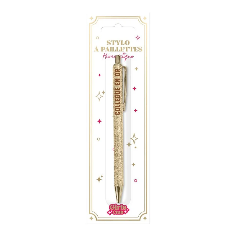 Stylo à paillettes doré "Collègue en or"
