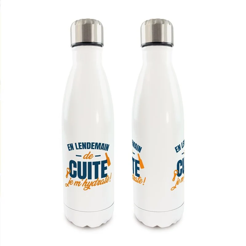 Gourde isotherme "En lendemain de cuite, je m'hydrate !"