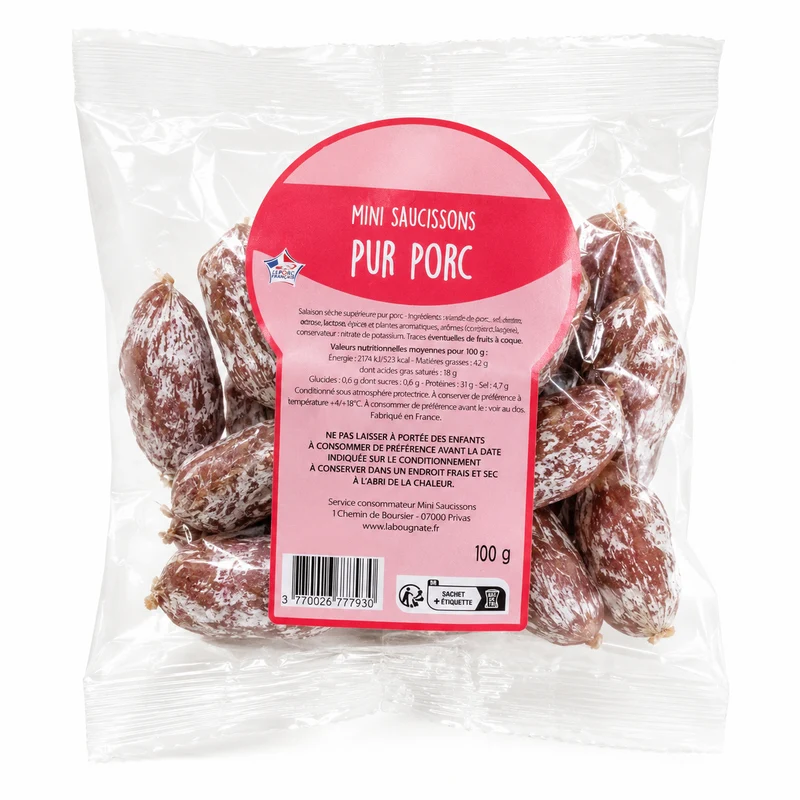 Mini saucissons nature - 100g