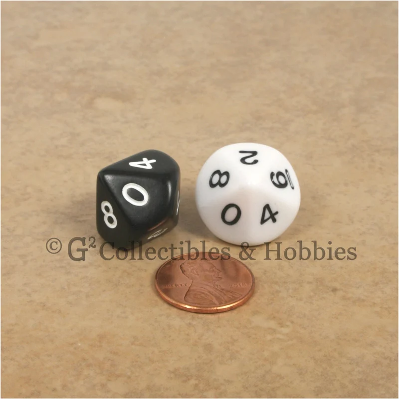 D10 RPG Dice Set : Opaque 6pc - Black & White