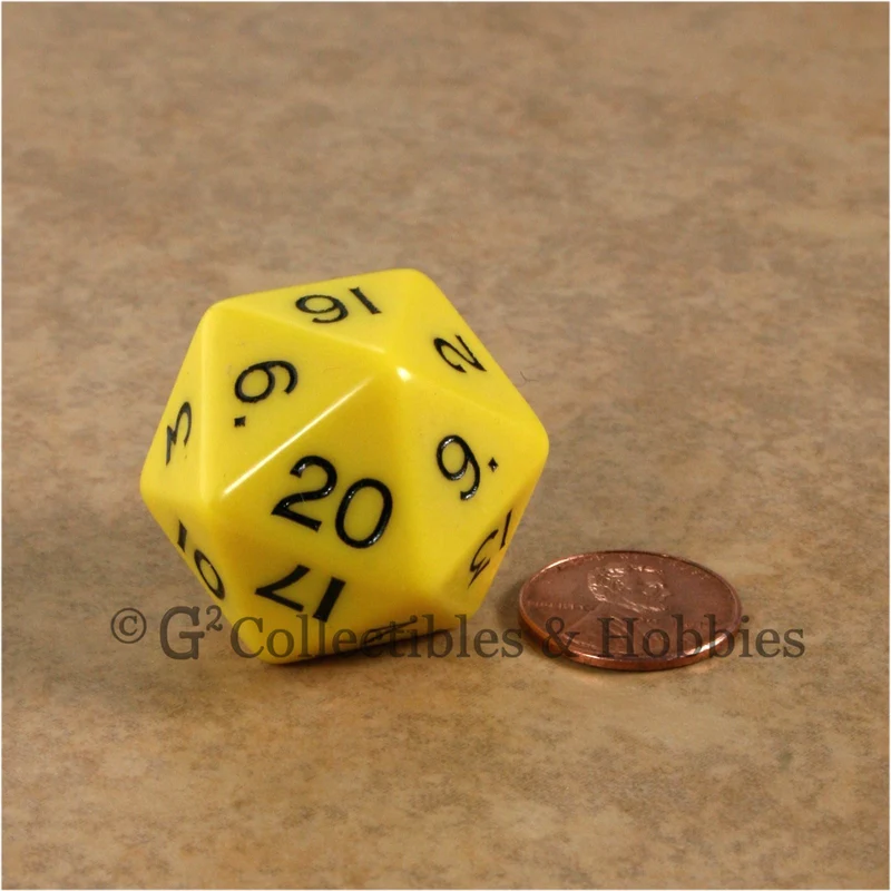 D20 Jumbo 30mm Opaque Yellow - New Number Design