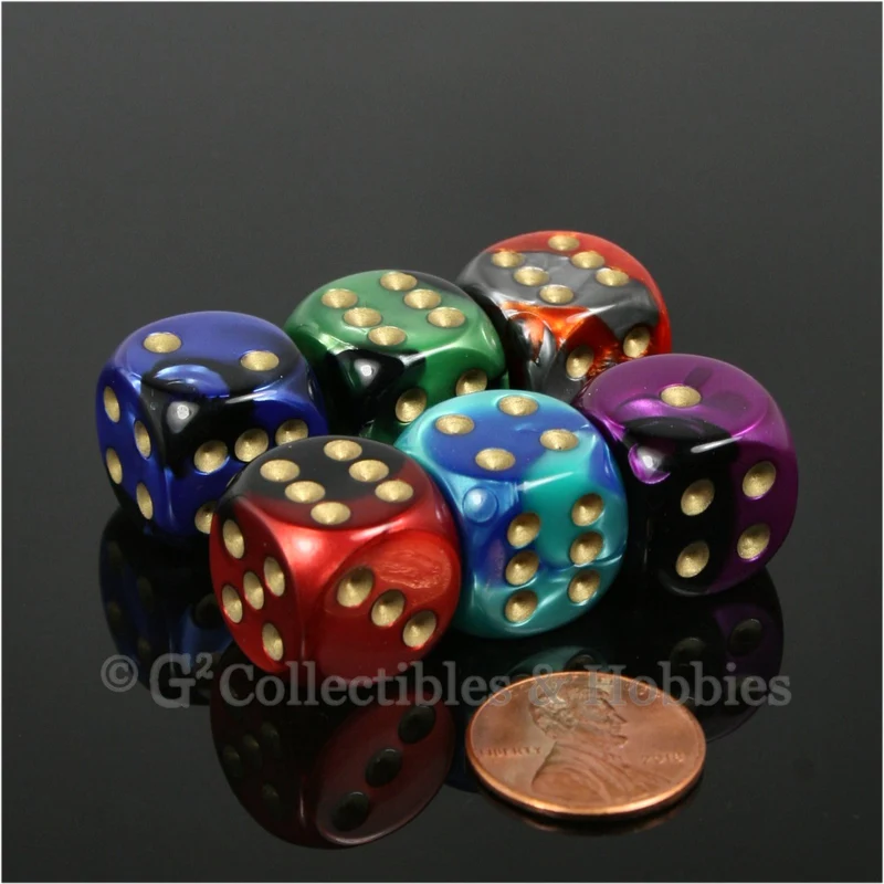 D6 16mm Gemini 6pc Dice Set - 6 Colors