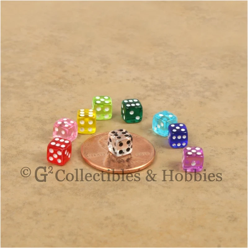 D6 5mm Deluxe Rounded Edge Transparent 36pc MINI Dice Set - 9 Colors