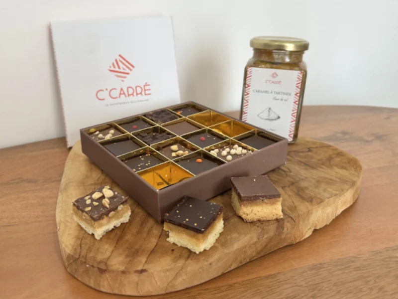 Coffret 16 Shortbread multi saveurs + 1 pot de caramel