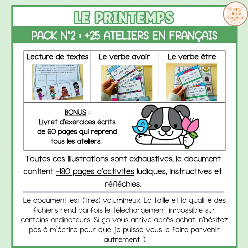 Tous les Packs 2 Français pour toute l'année
