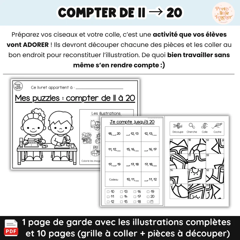 Livret puzzle : compter 11 → 20