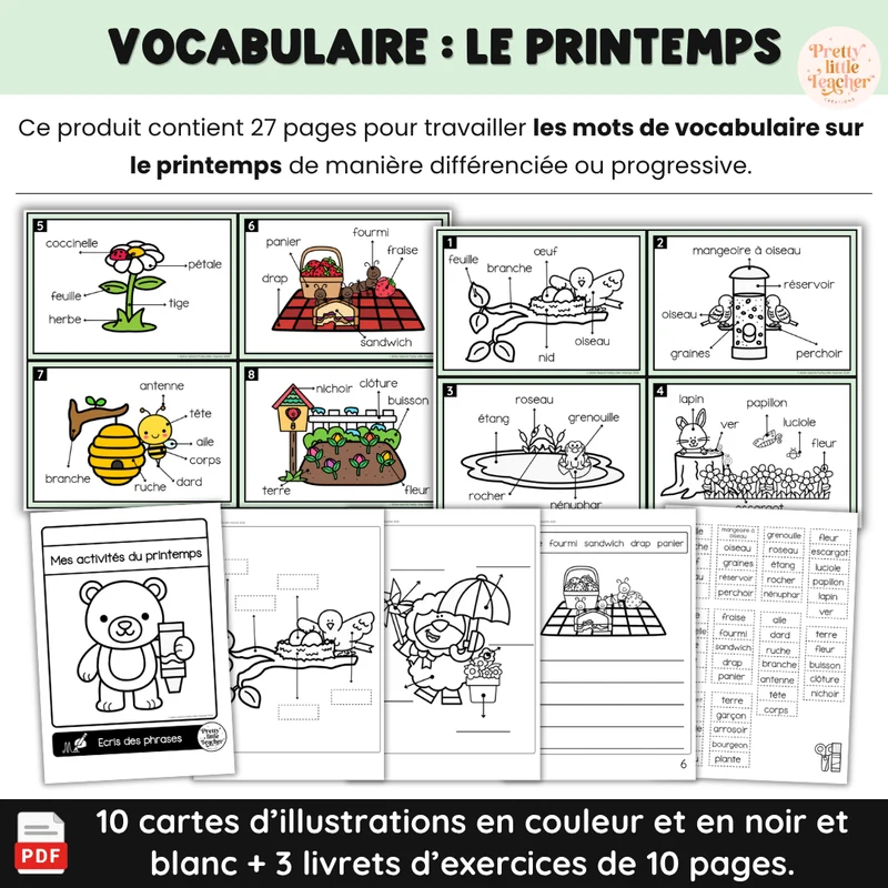 Activités de vocabulaire sur le thème du printemps