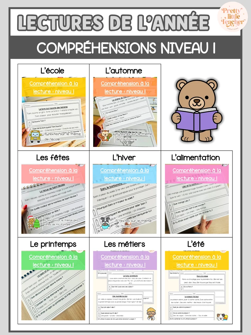 Pack annuel : compréhensions à la lecture niveau 1