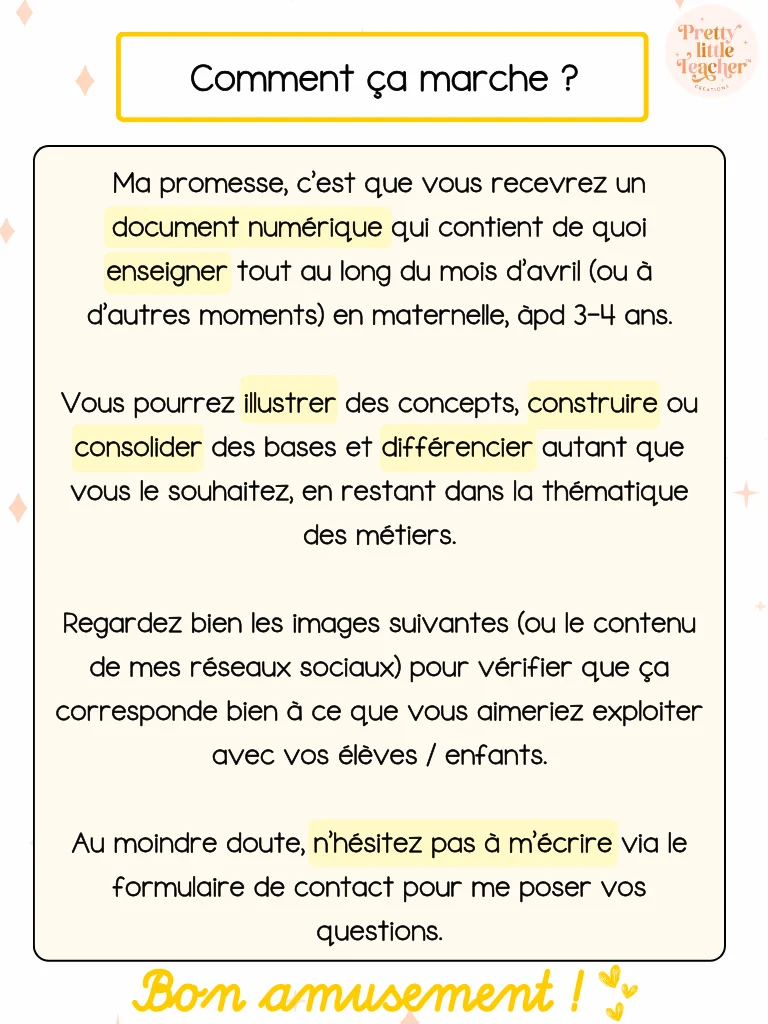 Pack Maternelle sur les métiers