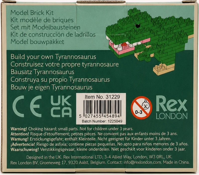 Mini kit de construction en briques - Tyrannosaure / Panda (119 pcs)