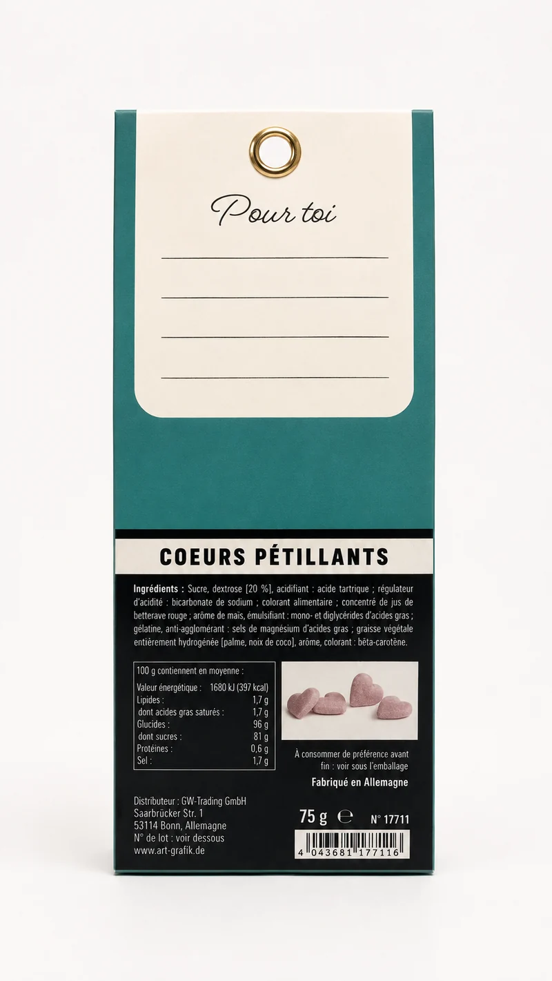 Bonbons coeurs pétillants 75g "Mon Papa c'est le plus Cool"