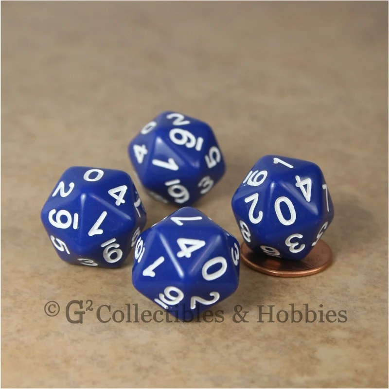 D10 (20 Sided) 0-9 Twice RPG Dice Set 4pc - Blue