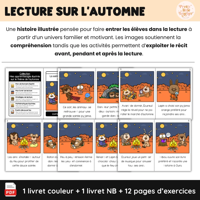 Lecture : la soirée pyjama des animaux (automne)
