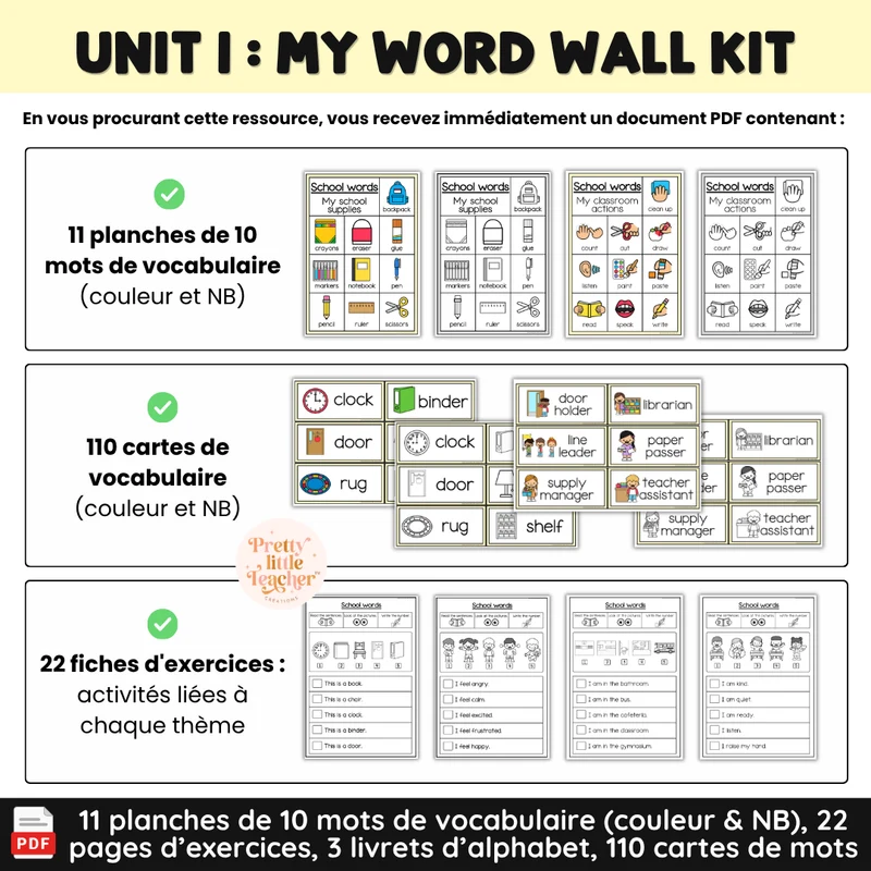 Unit 1 : Word Wall Kit