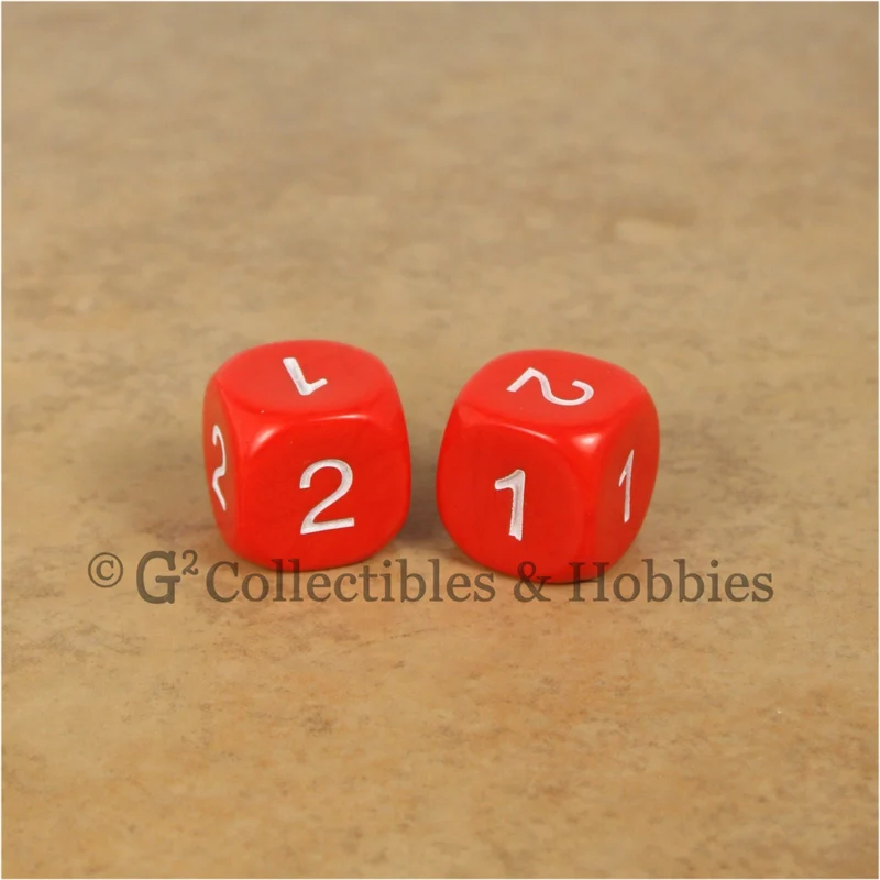 D2 (6 Sided) RPG Dice Set Pair - Red