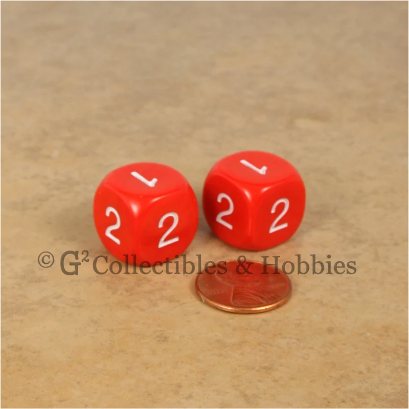 D2 (6 Sided) RPG Dice Set Pair - Red
