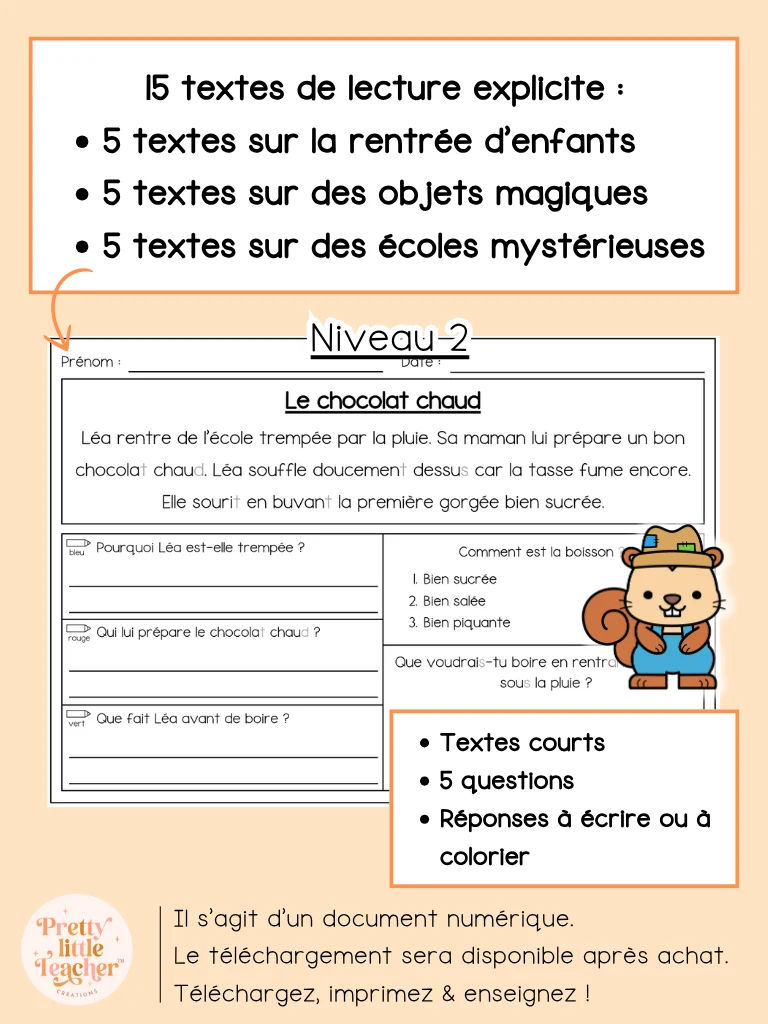 Lecture niveau 2 sur l'automne