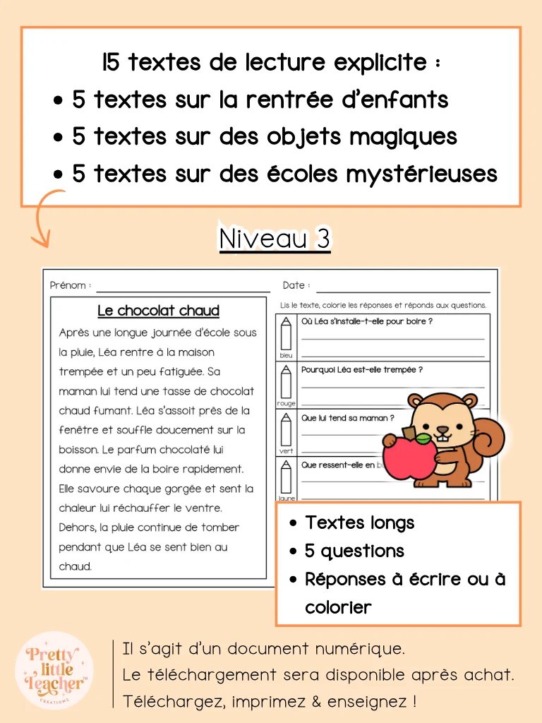 Lecture niveau 3 sur l'automne