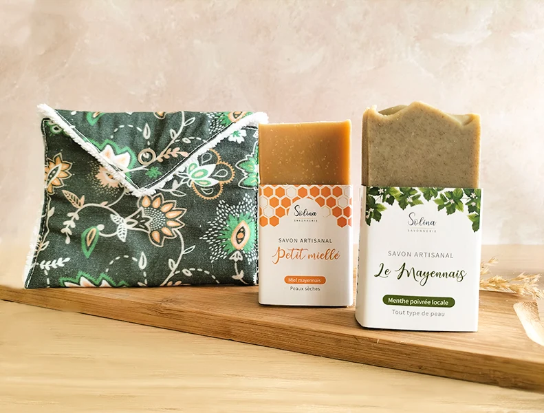 Coffret 2 savons & pochette à savon - non parfumé
