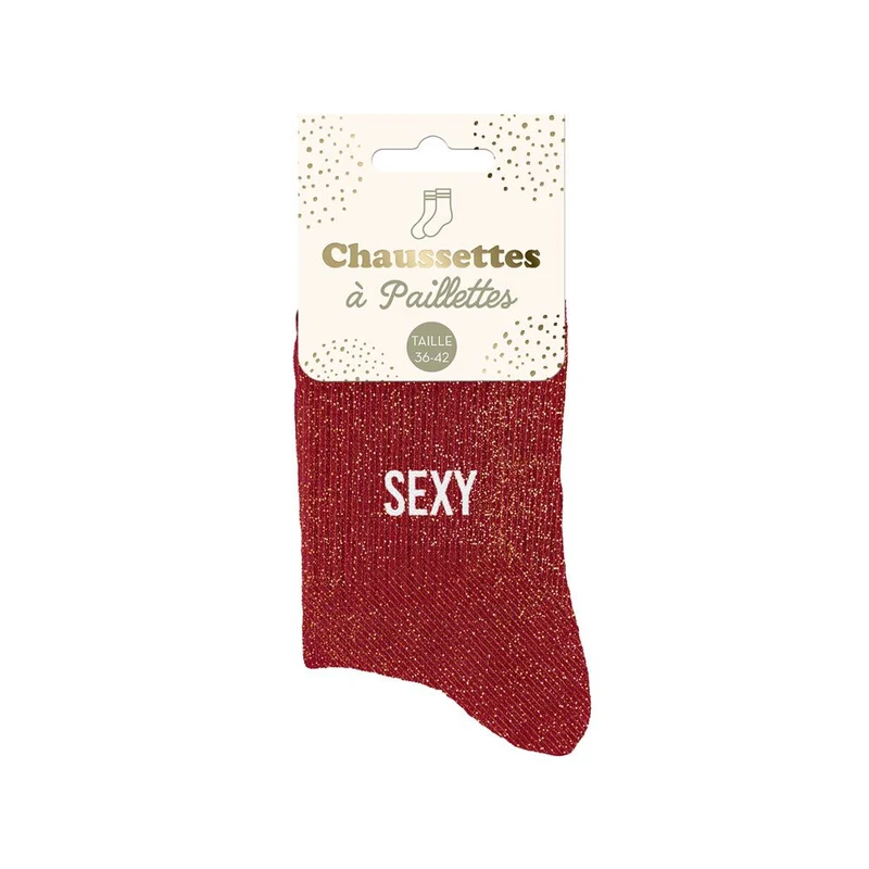 Chaussettes à paillettes rouge "Sexy"/ Taille unique : 36-42