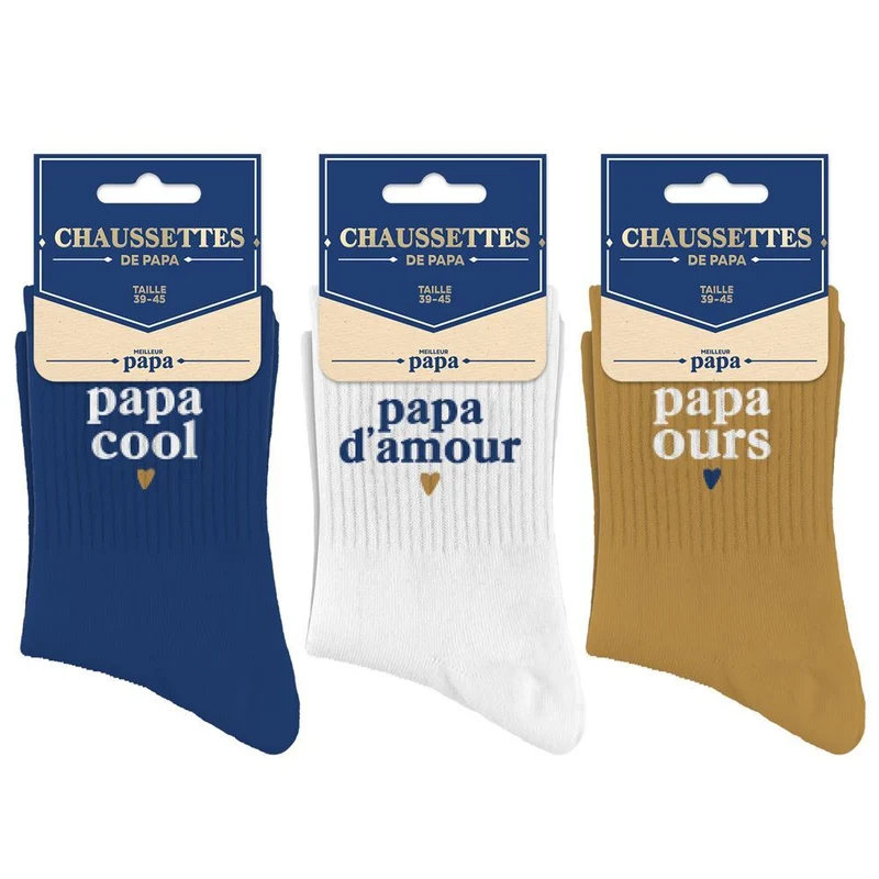 Chaussettes "papa cool, ours, d'amour" / Taille unique : 39-45