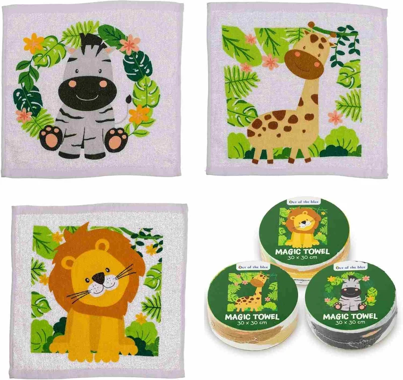 Serviette magique en coton animaux, 30*30cm