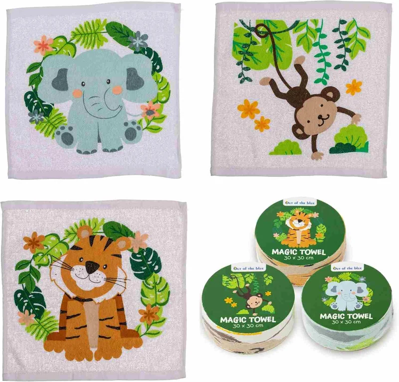 Serviette magique en coton animaux, 30*30cm
