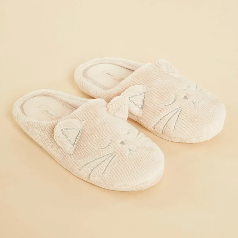 Chaussons mules côtélés rose Nolie