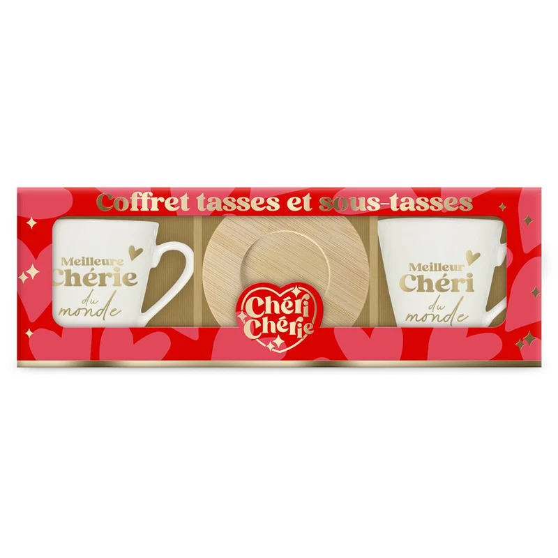 Coffret tasses café duo chérie & chéri