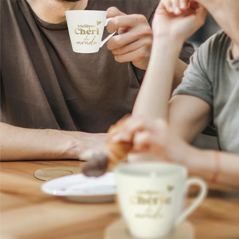 Coffret tasses café duo chérie & chéri