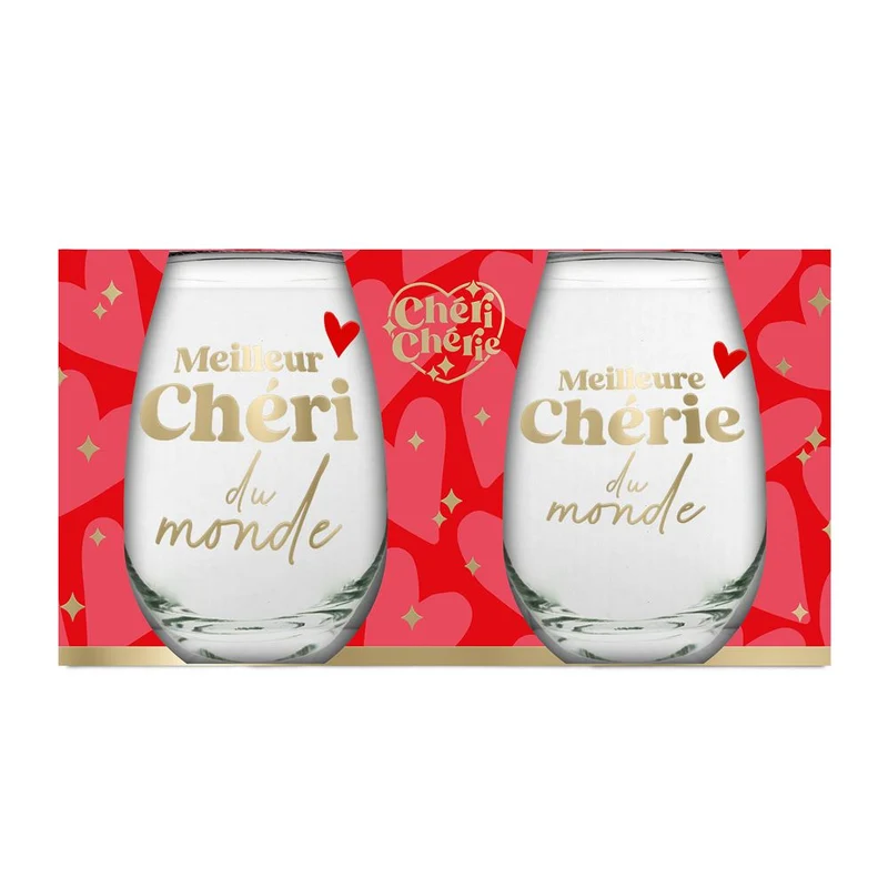 Duo de verres ronds "Chérie/Chéri"